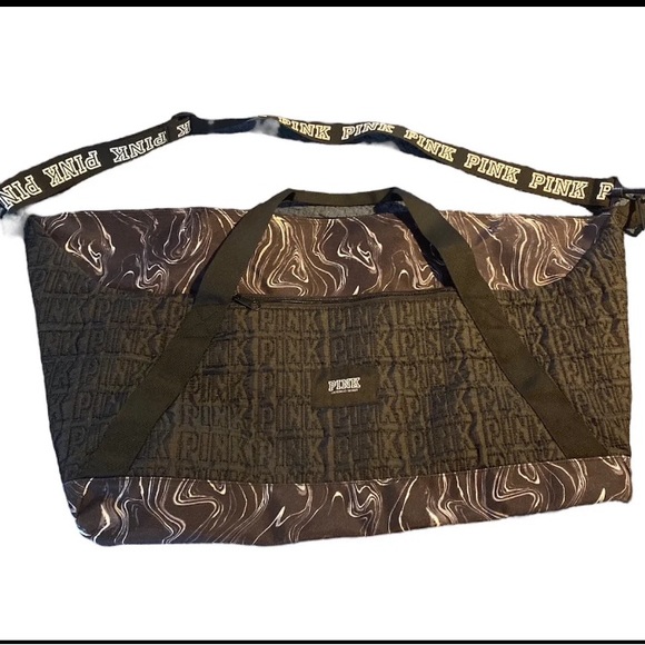 Victoria's Secret PINK - Marbled Black Duffle Bag Weekender Tote NEW! - Picture 3 of 6
